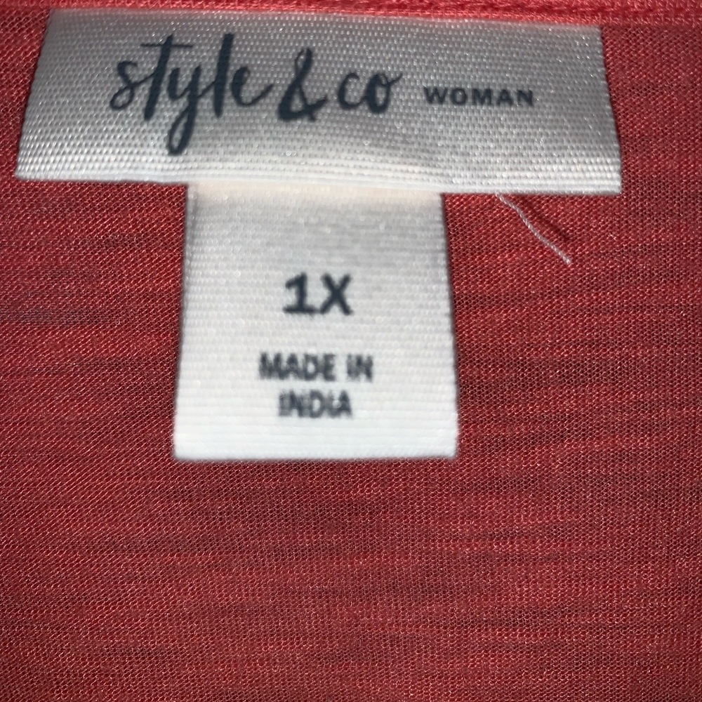 Style & Co 1XL Coral Short-Sleeve embroidered T - Picture 2 of 3